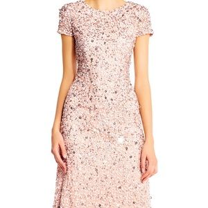 Adrianna Papell Scoop Back Sequin Gown (Blush)